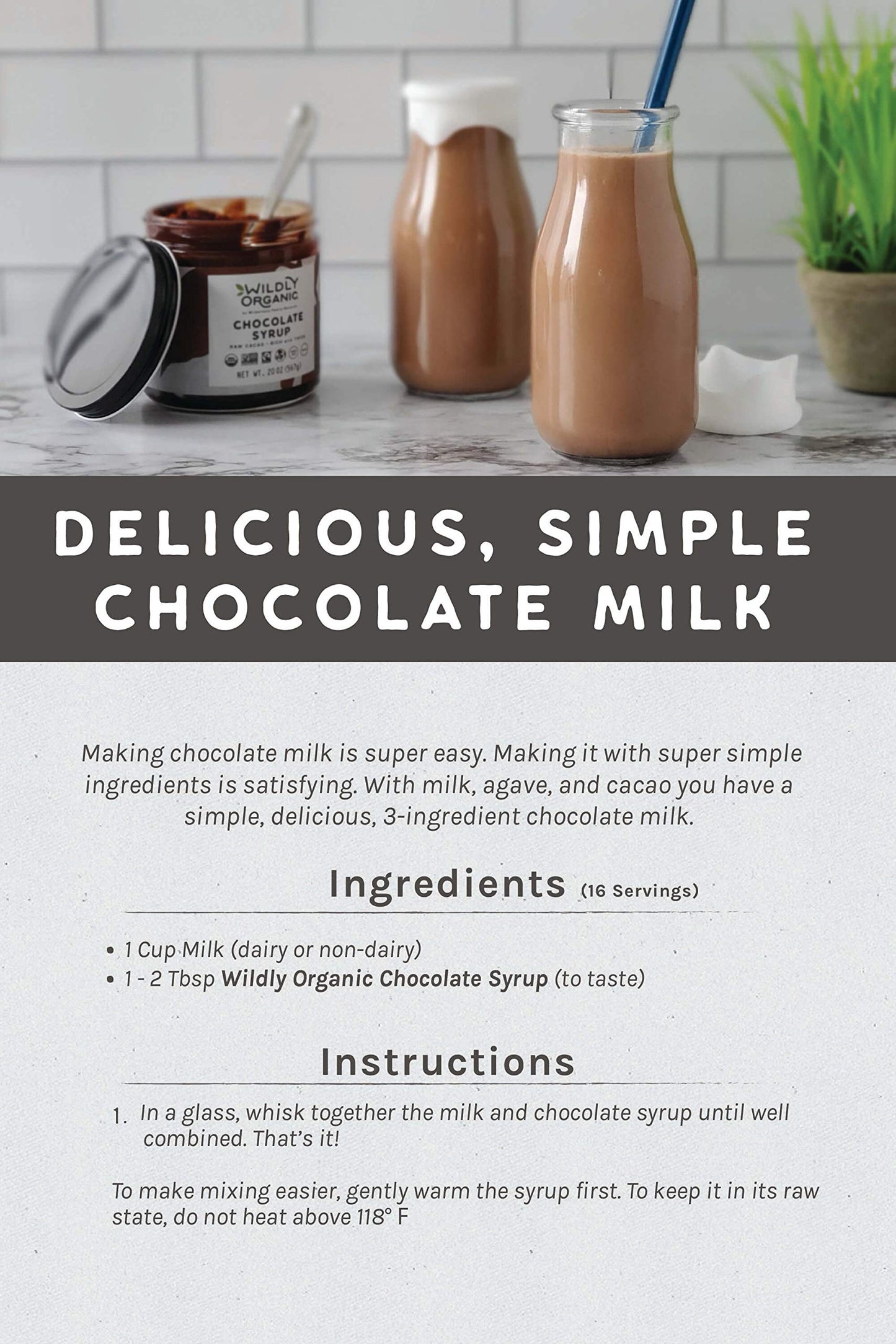 Wildly Organic Chocolate Syrup 20 Oz - Organic, Dairy-Free, Fair Trade, Non-Gmo, Kosher, Vegan, Premium Rich Chocolate Flavor |