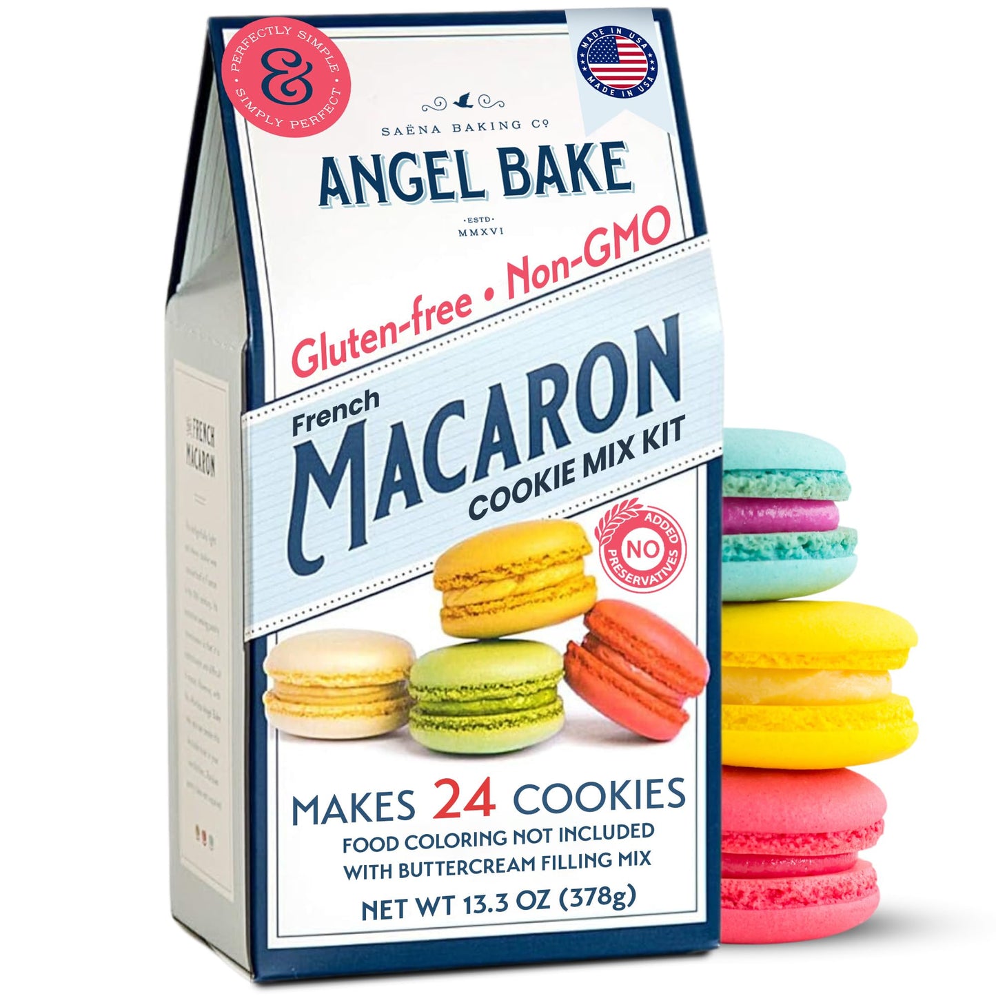 French Macaron Baking Mix Kit With Swiss Buttercream Filling - Makes 48 Shells Depends On Pastry Size - Gluten-Free And Delicious Pastries - Single Step - Perfect For Beginners & Expert Bakers