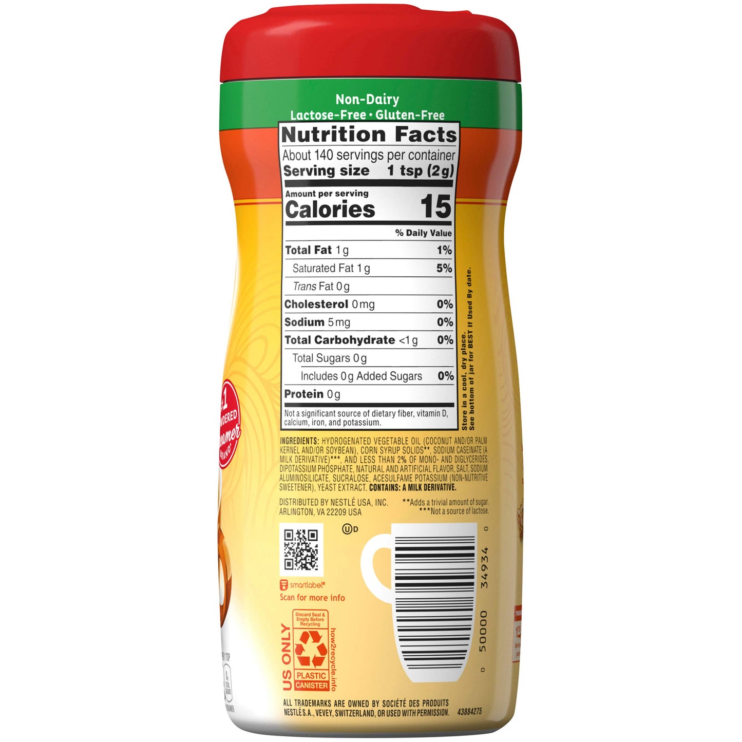 Nestle Coffee mate Sugar Free Powder Creamer, Hazelnut, 10.2 Ounce