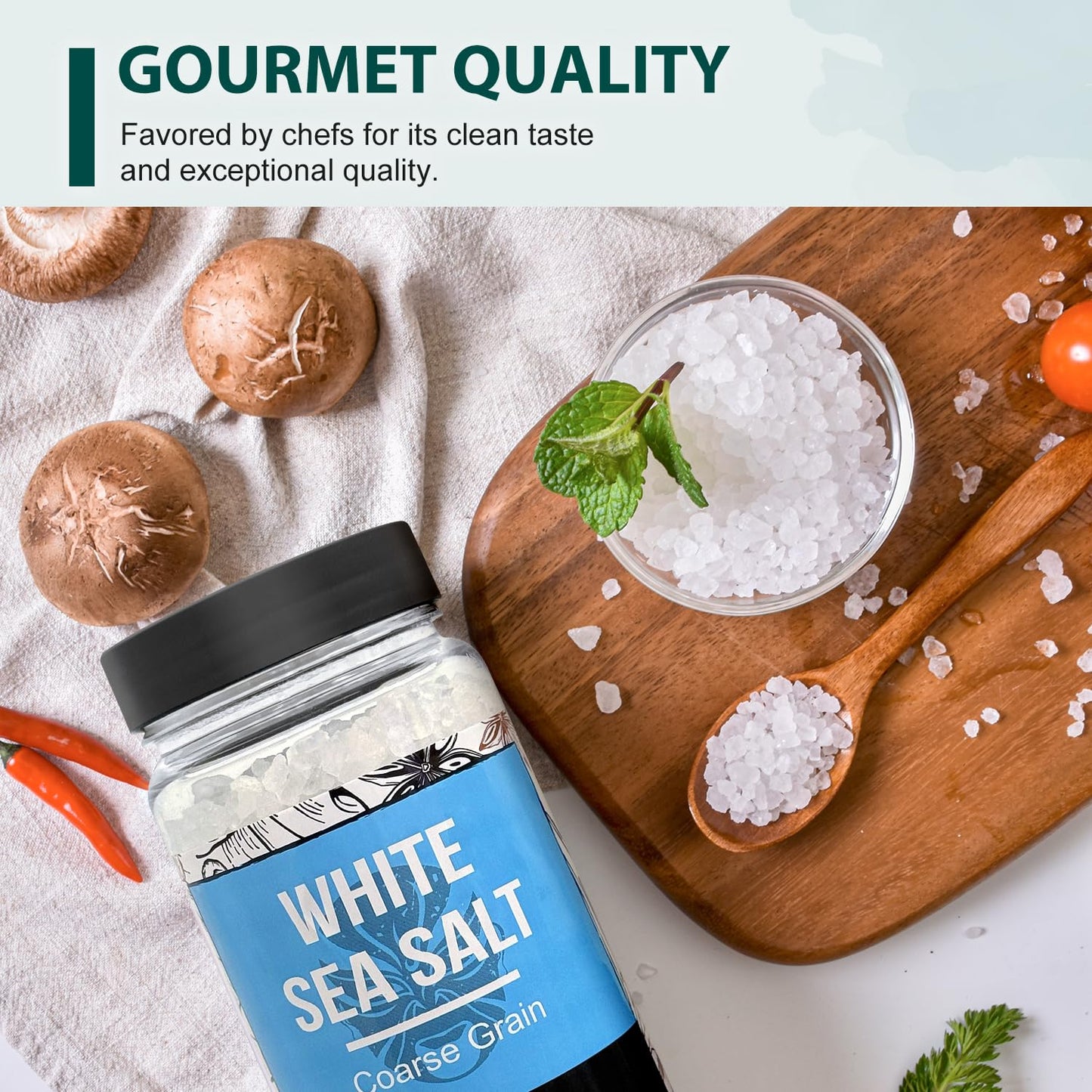 Soeos Sea Salt, Coarse Grain, 20 Oz (1.25 Pound), Non-GMO, Nature Himalayan White Salt, Rock Salt for Grinder Refill (Pack of 1)