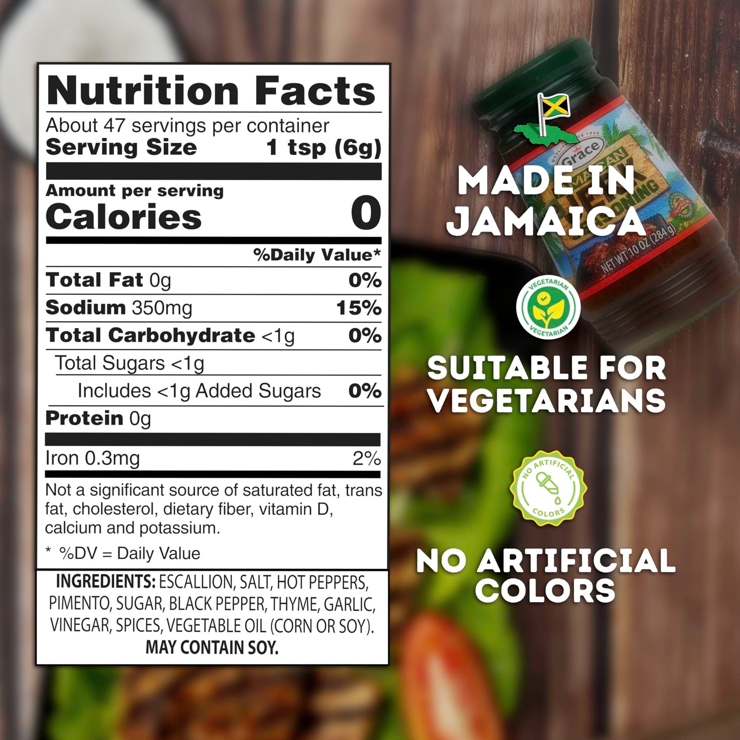 Grace Jamaican Hot & Mild Jerk Seasoning - Caribbean Mix for Chicken & Oxtail - 10 Oz Jars (Pack of 2)