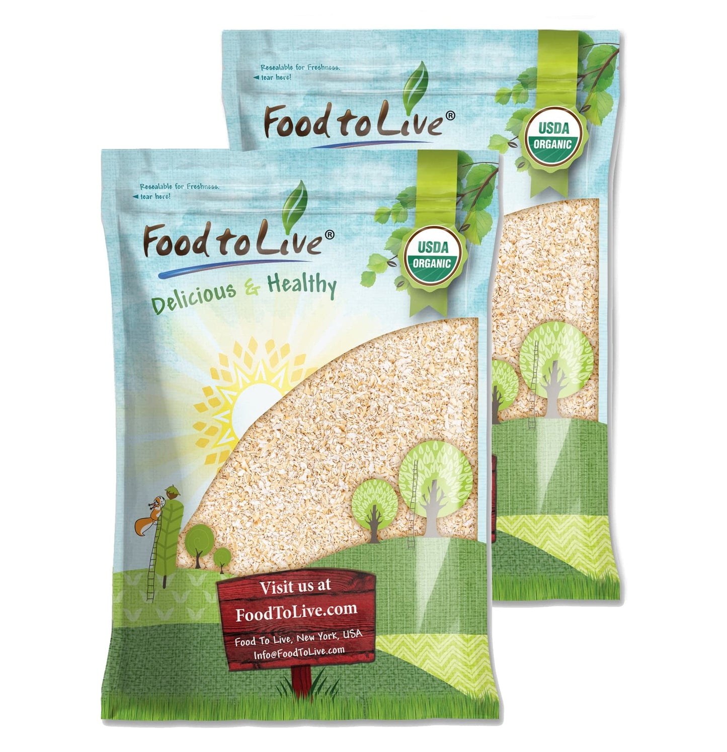 Food to Live Organic Oat Bran, 12 Pounds - Non-GMO, Kosher, Raw, Vegan, Bulk, High Fiber Hot Cereal, Milled from High Protein Oa
