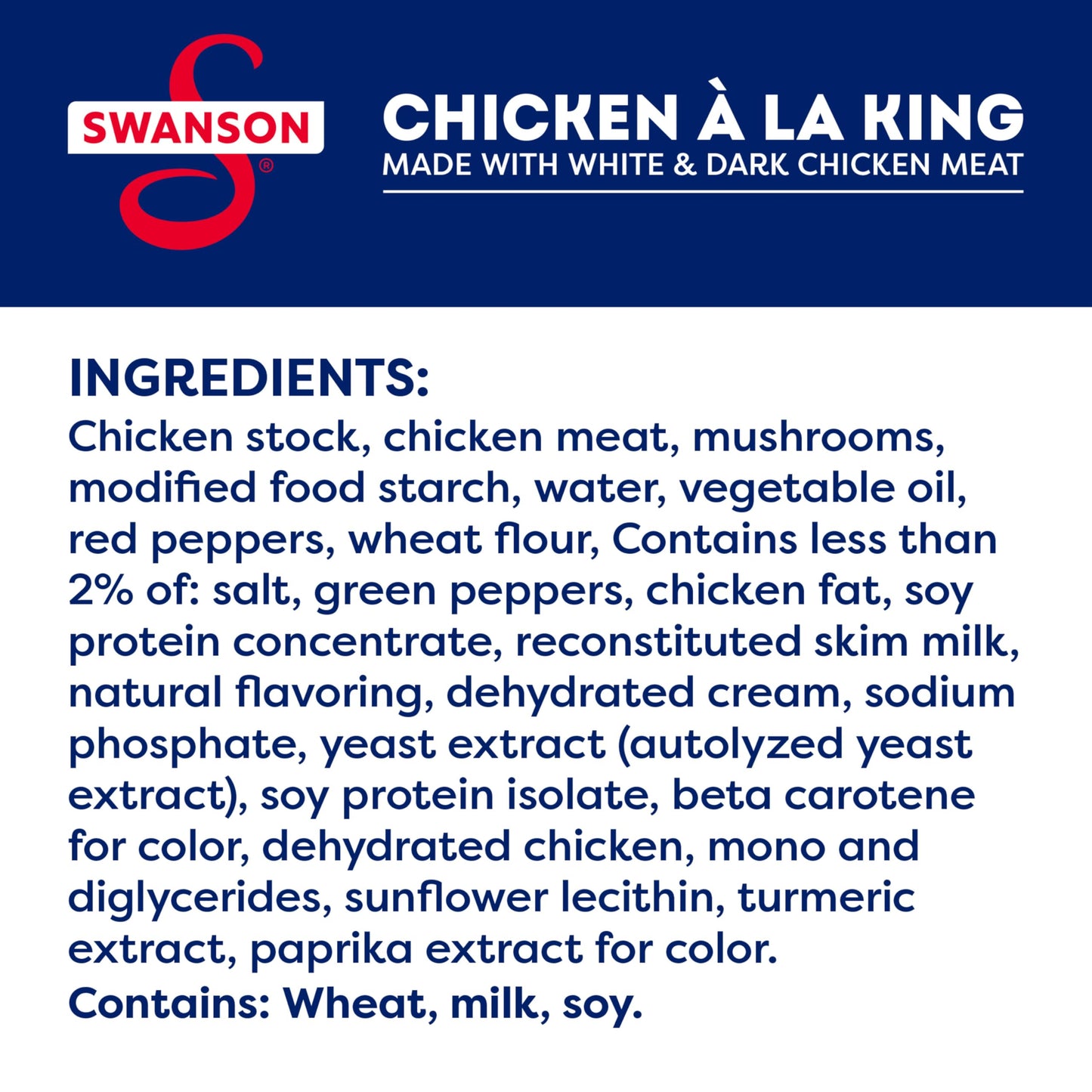 Swanson Canned Chicken A La King With White And Dark Chicken Meat, 10.5 Oz Can