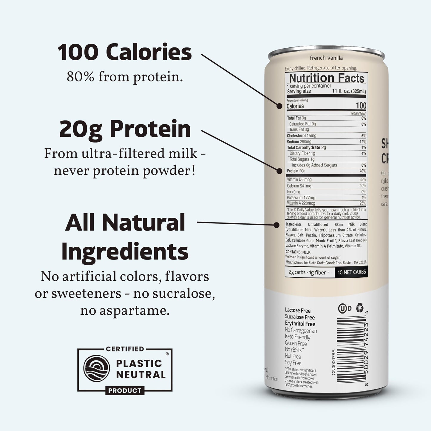 Slate Milk French Vanilla Protein Coffee 11 Fl Oz