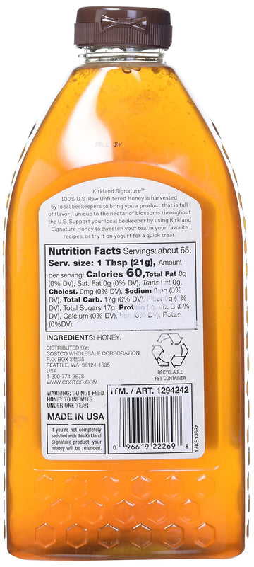 Kirkland Signature Kirkland Signature Raw Unfiltered Usa Honey (48 Oz/ 3 Lbs), 48 Oz(Pack Of 1)