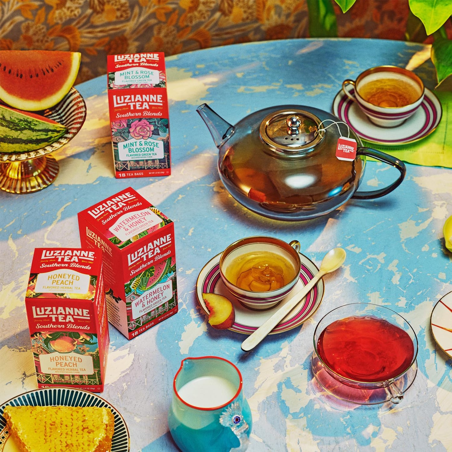 Luzianne Southern Blends Watermelon & Honey Flavored Herbal Tea Bags, 18Ct Box (Pack Of 6)