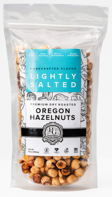 Oregon Farm To Table - Hazelnuts from enhanced Growers - Dry Roasted - Lightly Salted - Kosher Certified - 1 LB