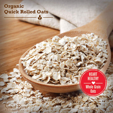 Great River Organic Milling Organic Quick Cooking Rolled Oats | USDA Organic, Non-GMO, Kosher | Whole Grain Oatmeal for Breakfas