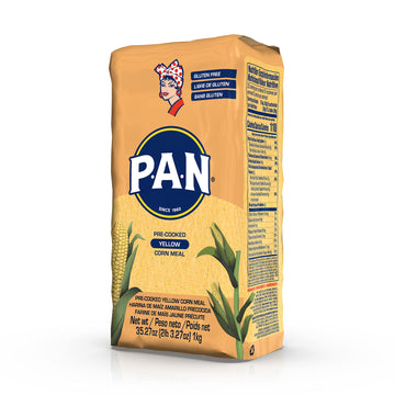 P.A.N. Yellow Corn Meal - Pre-Cooked Gluten Free And Kosher Flour For Arepas (2.2 Lb/Pack Of 4)