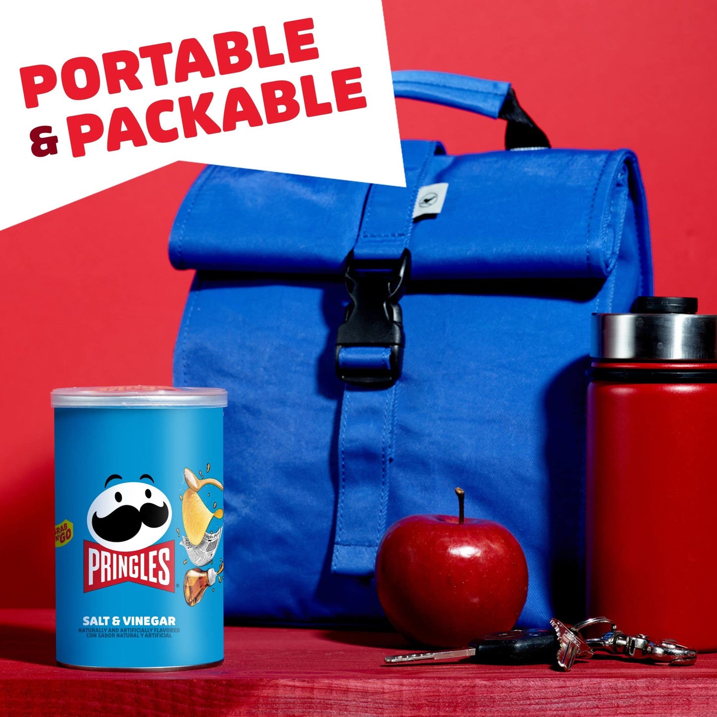 Pringles Potato Crisps Chips, Lunch Snacks, On-The-Go Snacks, Grab N' Go, Salt And Vinegar (12 Cans)