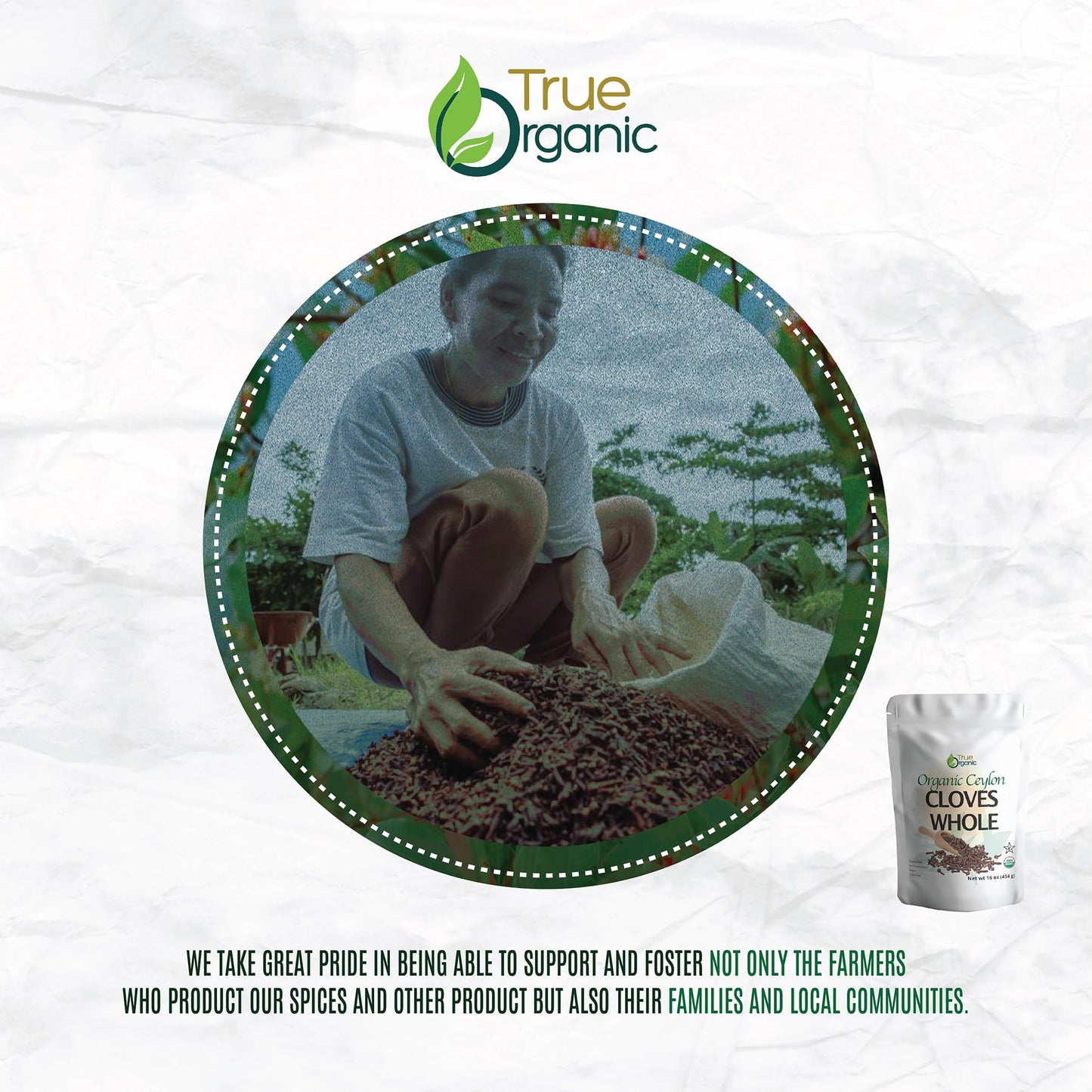 True Organic Ceylon Cloves Whole 1 lb USDA Organic & Kosher Certified Non-GMO Fresh Organic Cloves Bulk Ceylon enhanced Quality (16 Ounces)