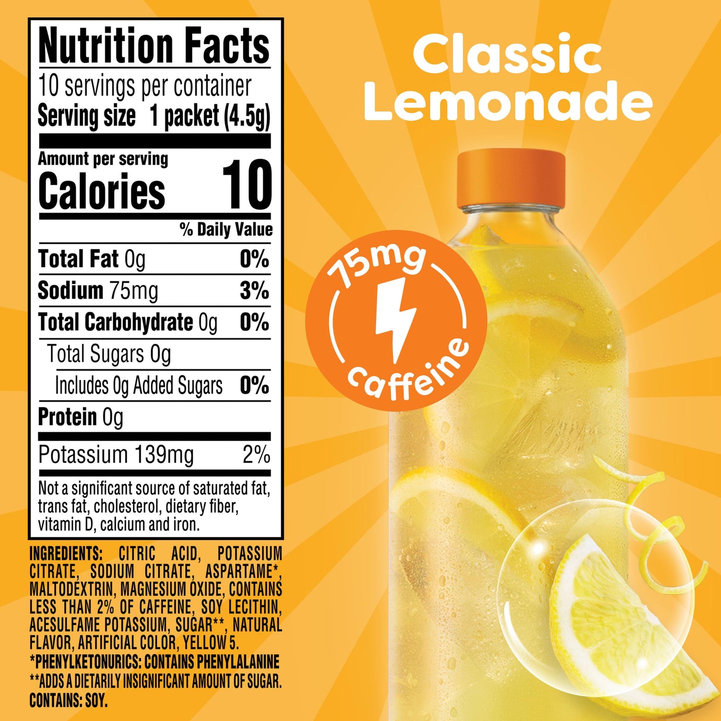 Crystal Light Energy Boost Lemonade Drink Mix, 10 Ct On-The-Go Packets