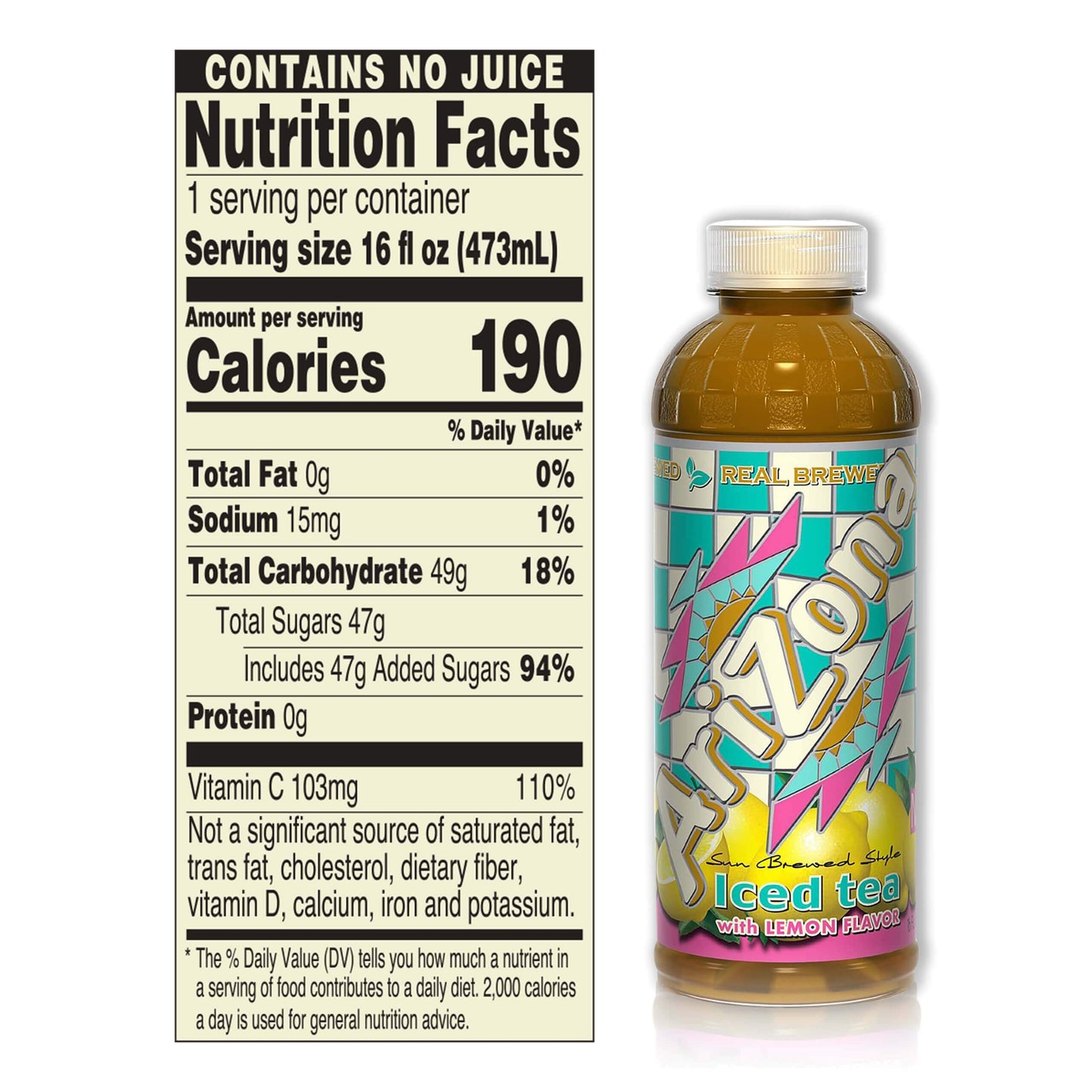 AriZona Lemon Tea, 16 Fl Oz (Pack of 12) - Refreshing Iced Beverage, Perfect for On-the-Go Enjoyment