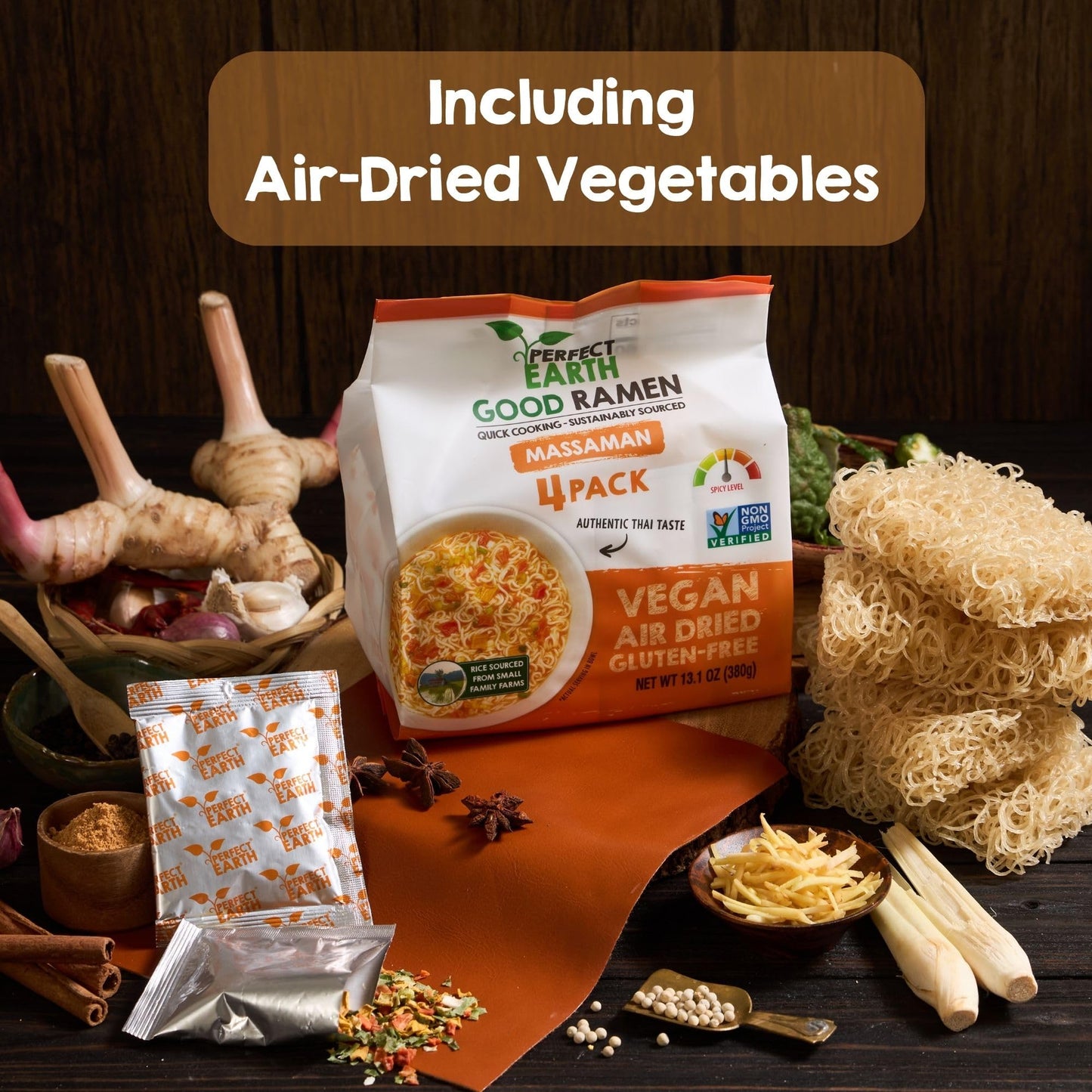 Perfect Earth Good Ramen Massaman Noodles - Authentic Vibrant Thai Flavor, Medium Spice, Organic & Gluten-Free Instant Noodle Ra