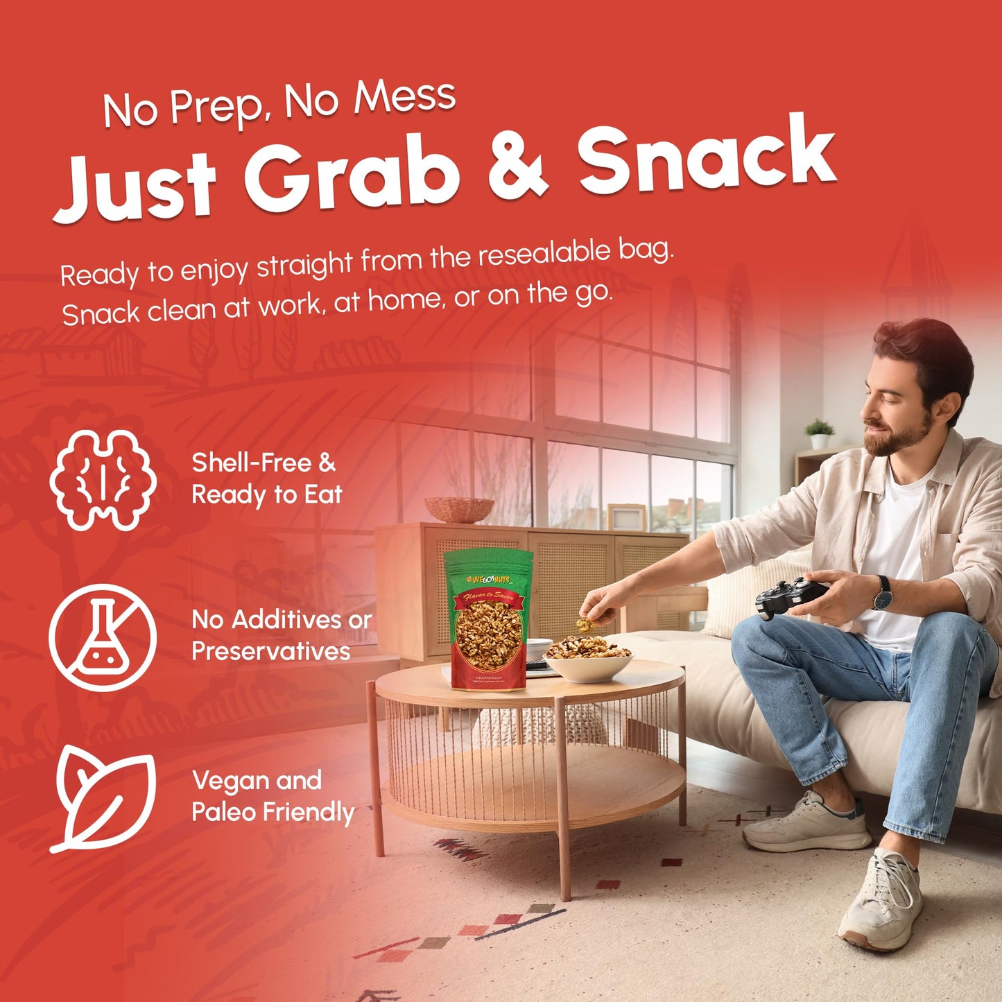 California Raw Walnuts- 3 Pounds, Resealable Package-Fresh, No Shell, Unsalted-All Natural Dry Halves and Chopped Pieces-For Sna