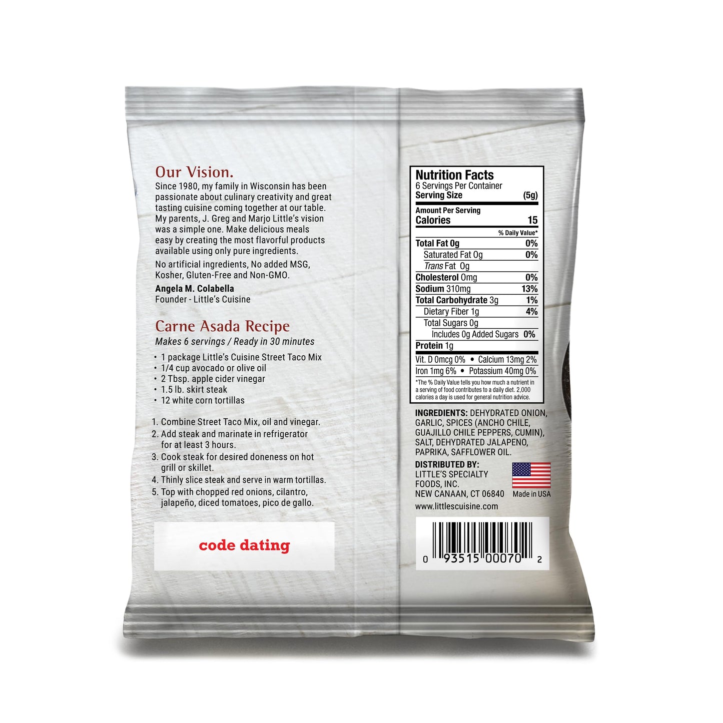 Little'S Cuisine Street Taco Seasoning Mix | Carne Asada (Case Of 8) | Non-Gmo, Sugar-Free, Kosher, Gluten-Free