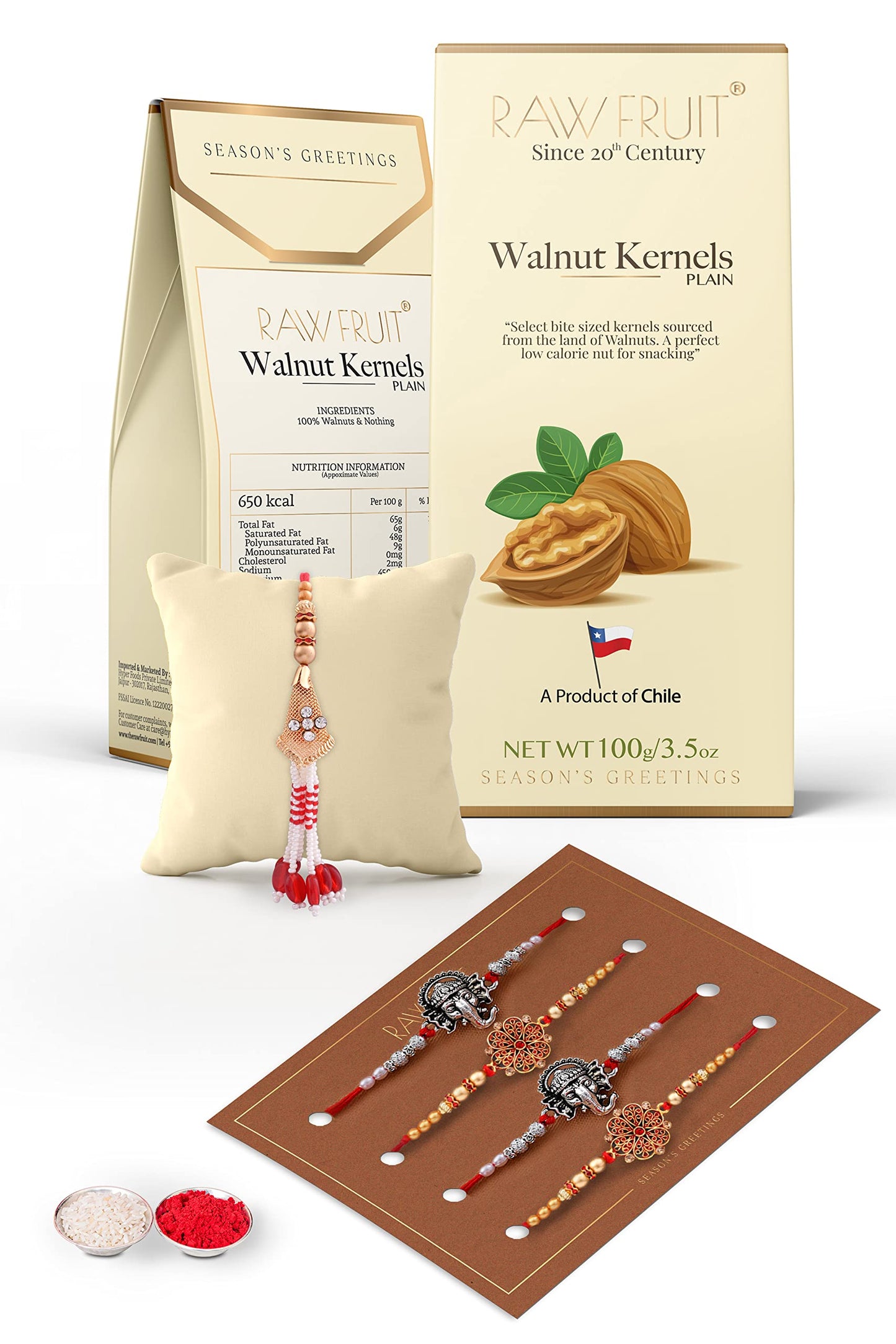 Rakhi Combo Rakhi For Brother With Gift Combo Set Dry Fruit Gift Pack Premium Walnut 100Grams Rakshabandhan Gift For Bhaiya Bhab