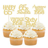 Gyufise 30Pcs Gold Glitter 65Th Birthday Cupcake Toppers Vintage 1958 Hello 65 Cake Topper Sixty Five 65 & Fabulous Cupcake Pick