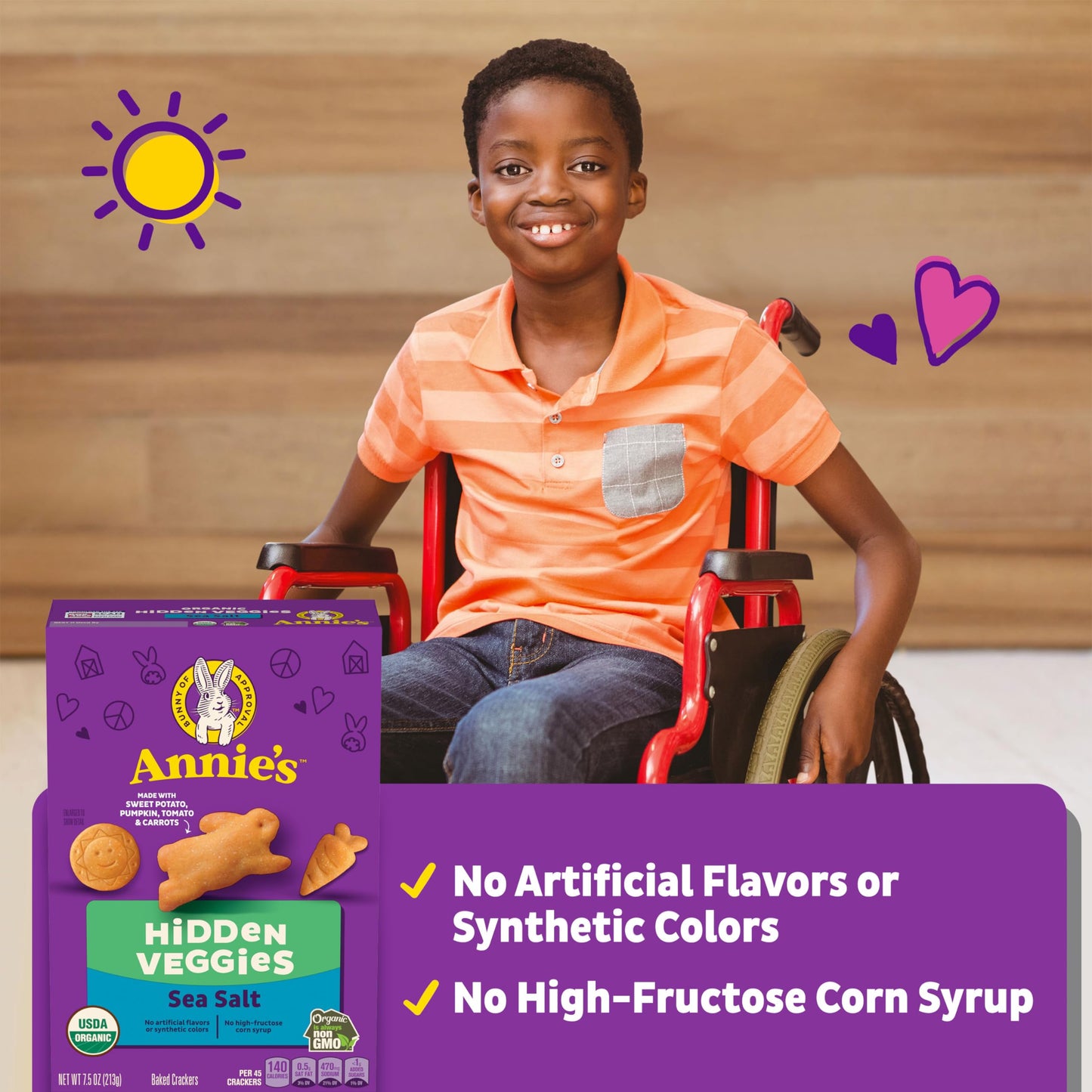 Annie'S Organic, Hidden Veggie, Sea Salty Crackers 7.5 Oz