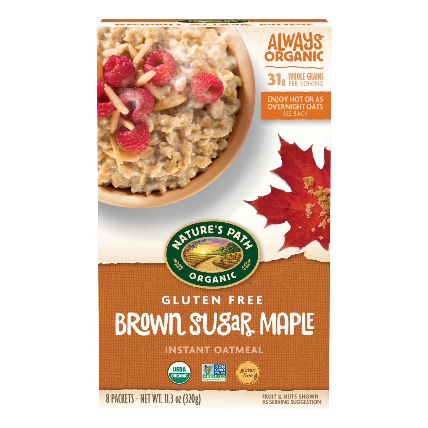 Natures Path Organic Brown Sugar Maple Oatmeal, 11.3 oz (Pack of 1), Gluten Free, Non-GMO