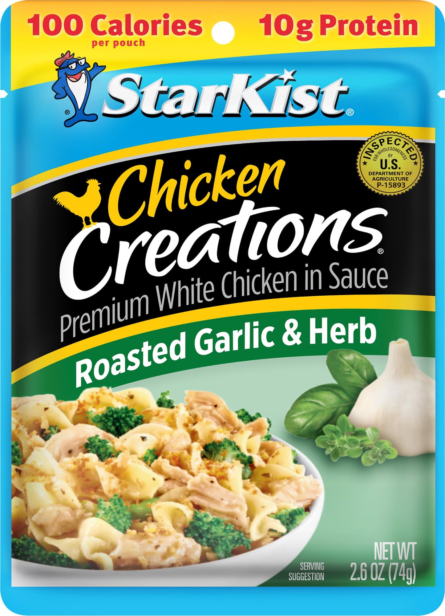 Starkist Chicken Creations, Roasted Garlic & Herb - 2.6 Oz Pouch, Pack Of 12