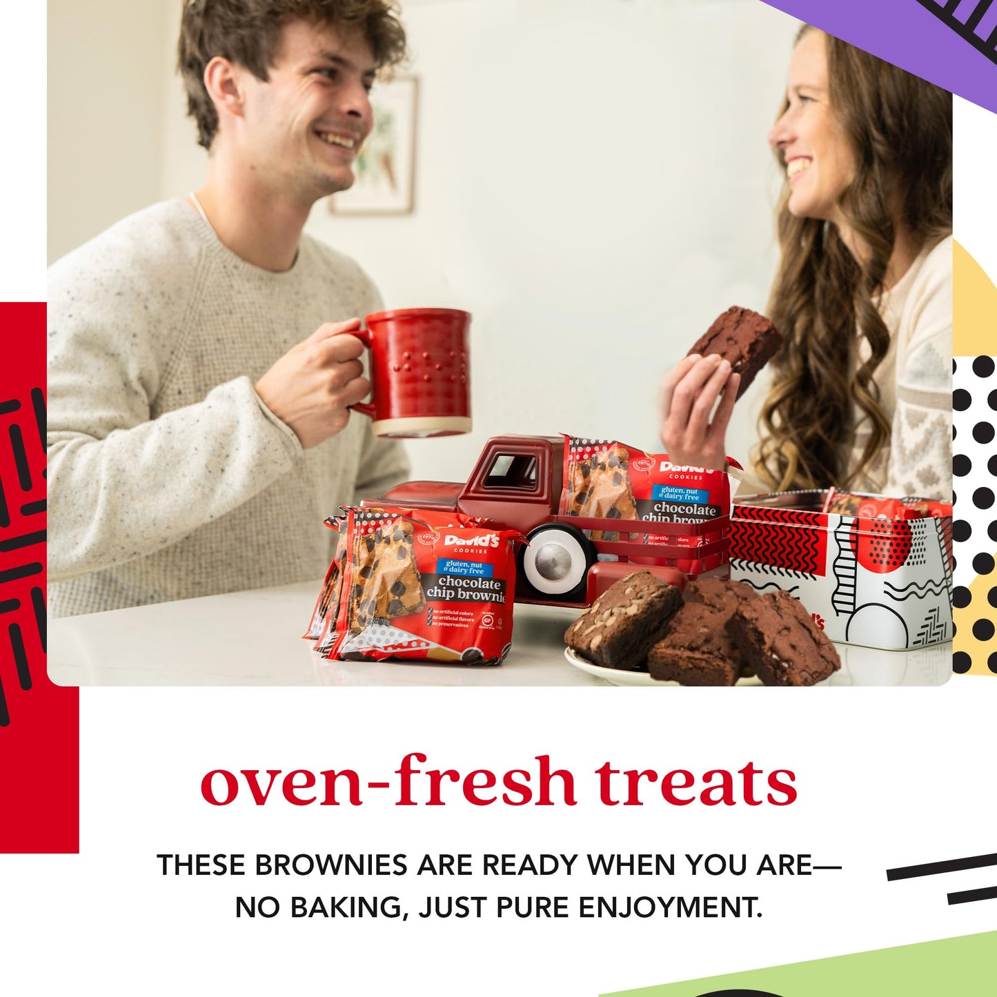 David’S Cookies Gluten-Free Brownies Gift In Sweet Sampler Tin – 4Pcs Fresh Baked Brownie Snacks – Individually Wrapped Chocolate Brownies – Gourmet Bakery & Dessert Brownie Gift For All Occasions