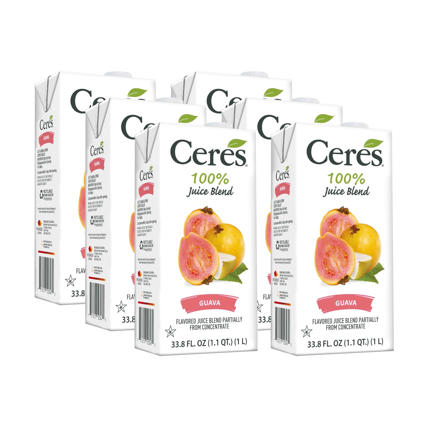 Ceres 100% Pure Fruit Juice Blend - Delicious Guava - Rich In Vitamin C, No Preservatives, Cholesterol Free, Gluten Free 33.8 Fl Oz (Pack Of 6)