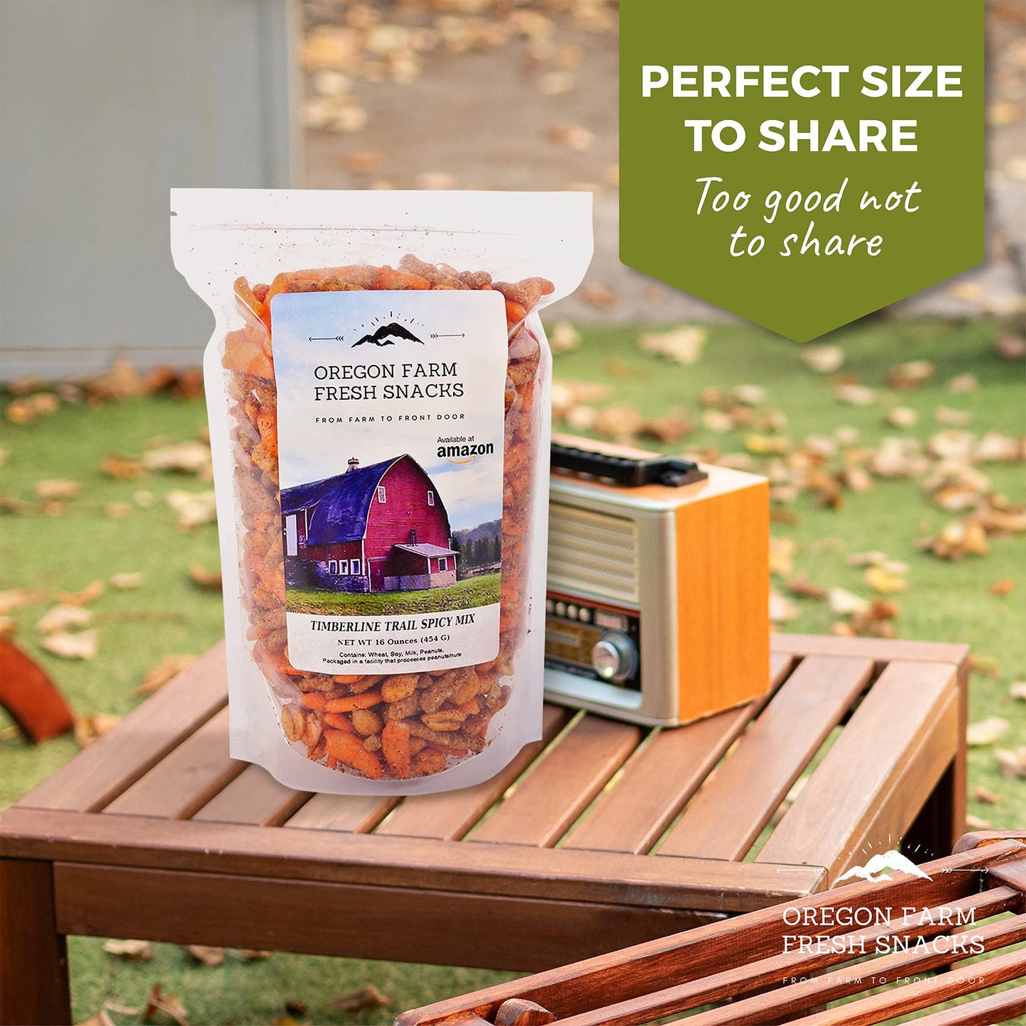 OREGON FARM FRESH SNACKS Trail Mix - Spicy Nuts & Cajun Sticks - 16oz Resealable Bag