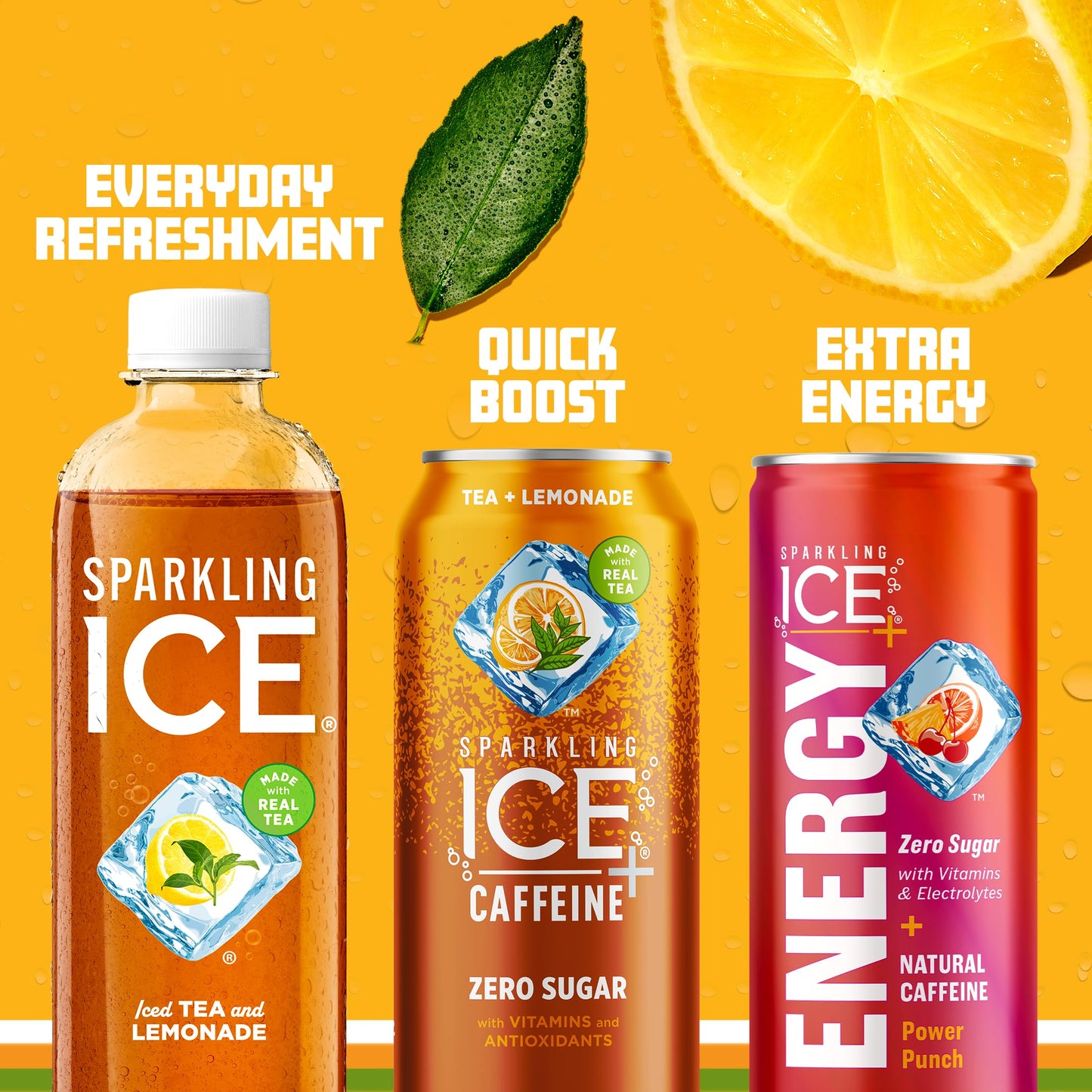 Sparkling Ice Tea + Lemonade Sparkling Water, Zero Sugar, 17 Fl Oz Bottles, Pack of 12 - Low Calorie Beverage with Vitamins & Antioxidants
