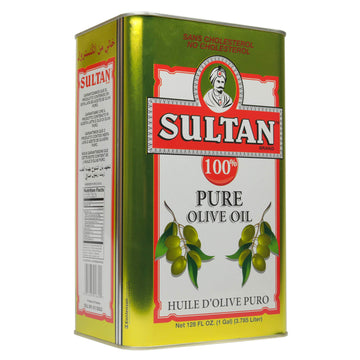 Sultan Premium Pure Olive Oil, First Cold-Pressed, Rich Fruity Flavor, 128 FL. OZ, Cholesterol-Free, Ideal for Culinary & Skincare