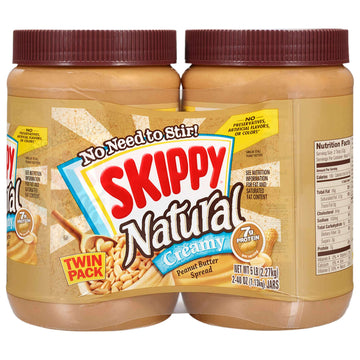 Skippy Natural Creamy Peanut Butter Spread Twin Pack 2-Pack, 5 Lb