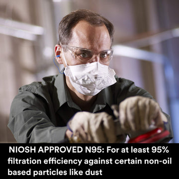 3M N95 Respirator, Vflex Particulate Respirator 9105, Disposable, Sweeping, Sanding, Grinding, Sawing, Bagging, Dust, 50/Box