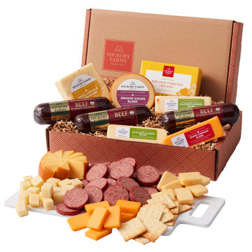 Hickory Farms Signature Beef Meat and Cheese Gift Basket (Large) - Box Set | Charcuterie Board Food | Summer Sausage | Fathers
