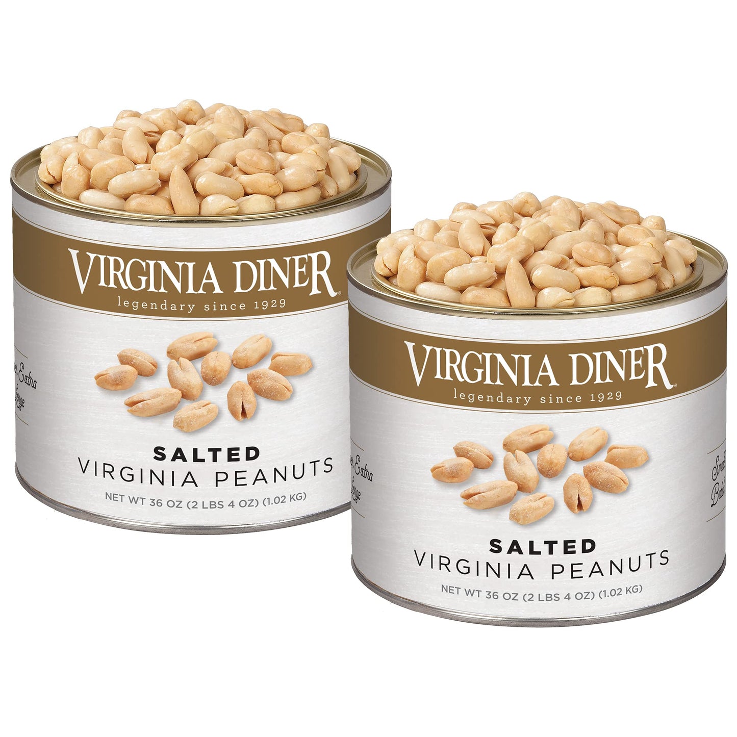 Virginia Diner Virginia Peanuts, Blister Roasted Gourmet Snack, 36oz (2 Pack), Salted