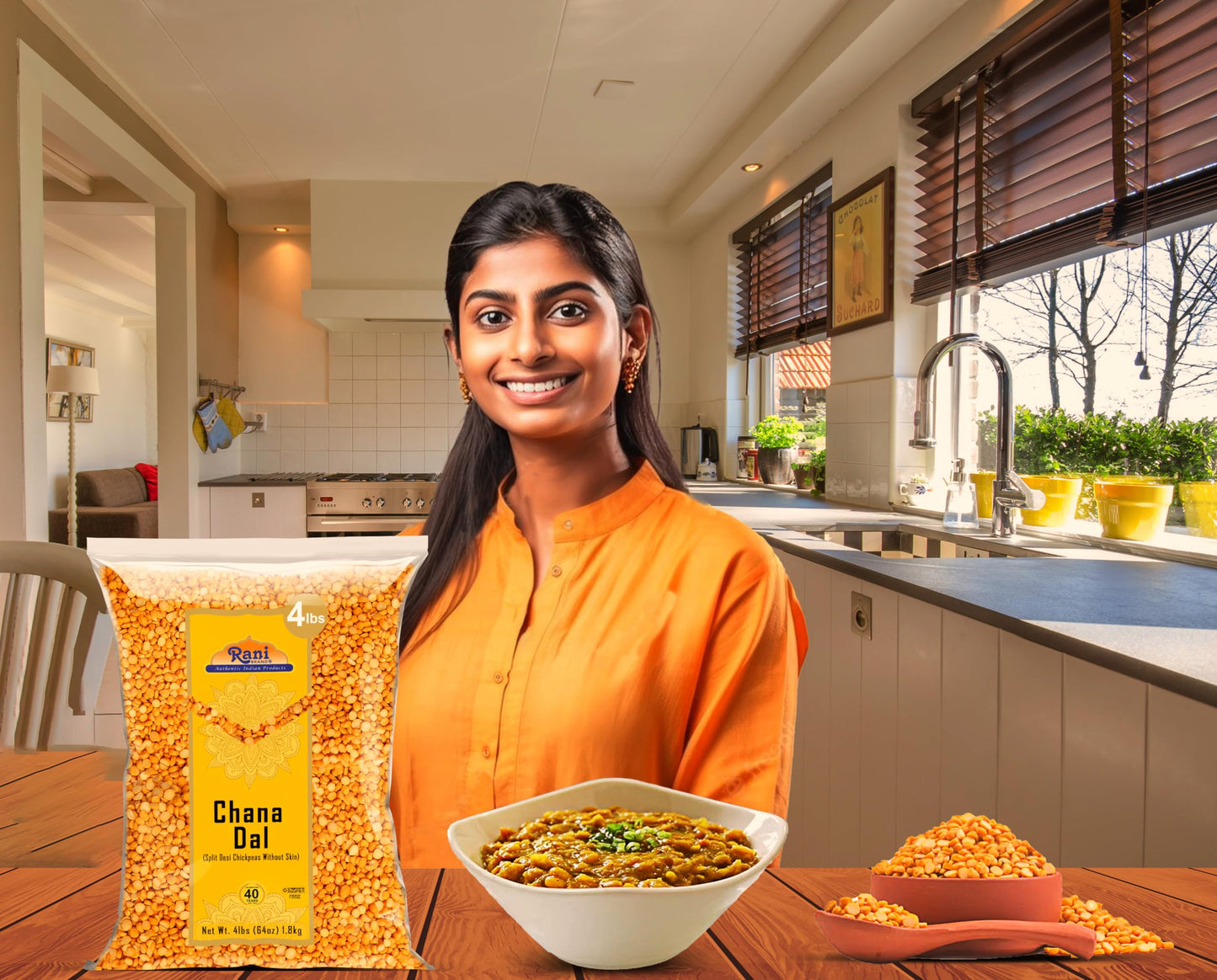 Rani Chana Dal (Split Desi Chickpeas Without Skin) 64Oz (4Lbs) 1.81Kg Bulk ~ All Natural | Gluten Friendly | Non-Gmo | Kosher | Vegan | Indian Origin