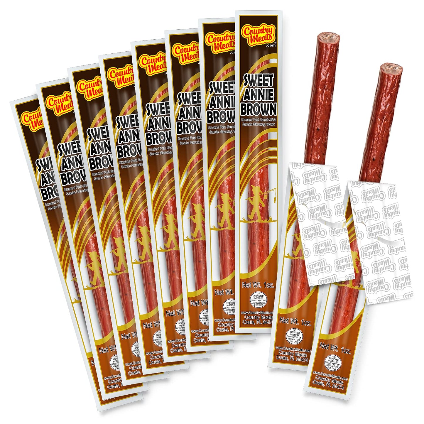 Country Meats, Meat Sticks, 0 Trans Fat, Usda Certified, Good Source Of Protein, Carb Conscious Snack (Sweet Annie Brown)