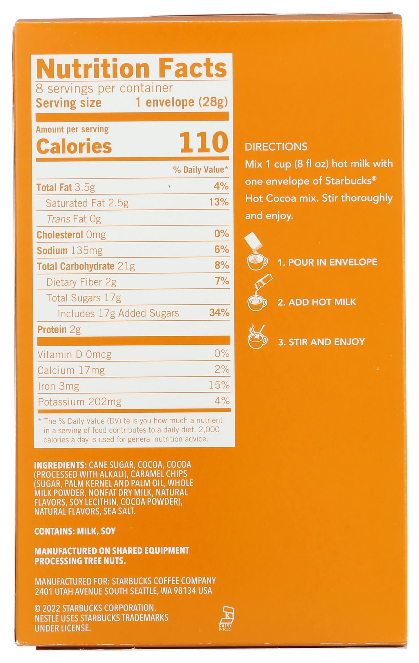 Starbucks Salted Caramel Hot Cocoa Mix Packets, 8 - 1 Ounce Packets Per Box (Pack Of 6 Boxes)