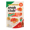 Snak Club Peach Rings, Tajin Chili & Lime Seasoned, Sweet and Spicy Gummy Candy, Mild in Heat Bold in Flavor, Low-Fat, Vegan, Gl