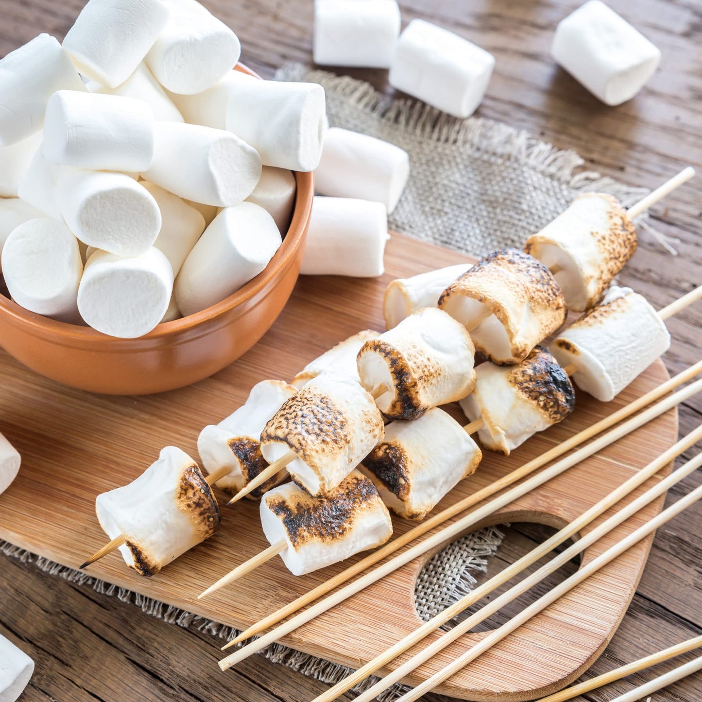 Case Pack 12 Pounds Bulk Campfire Marshmallows With (100) Roasting Sticks - (12) One Pound Bags Of Large Campfire Marshmallows W