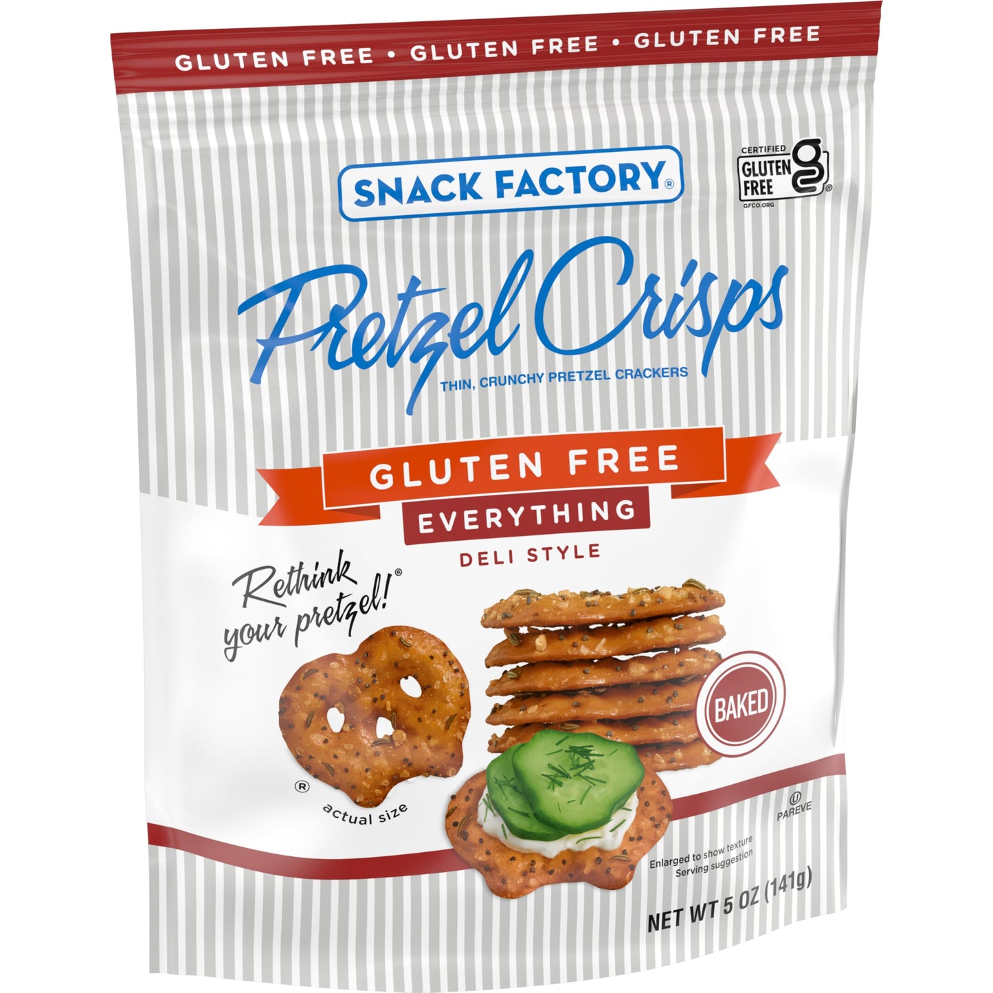 Snack Factory Pretzel Crisps, Gluten Free Everything Flavor, 5 Oz