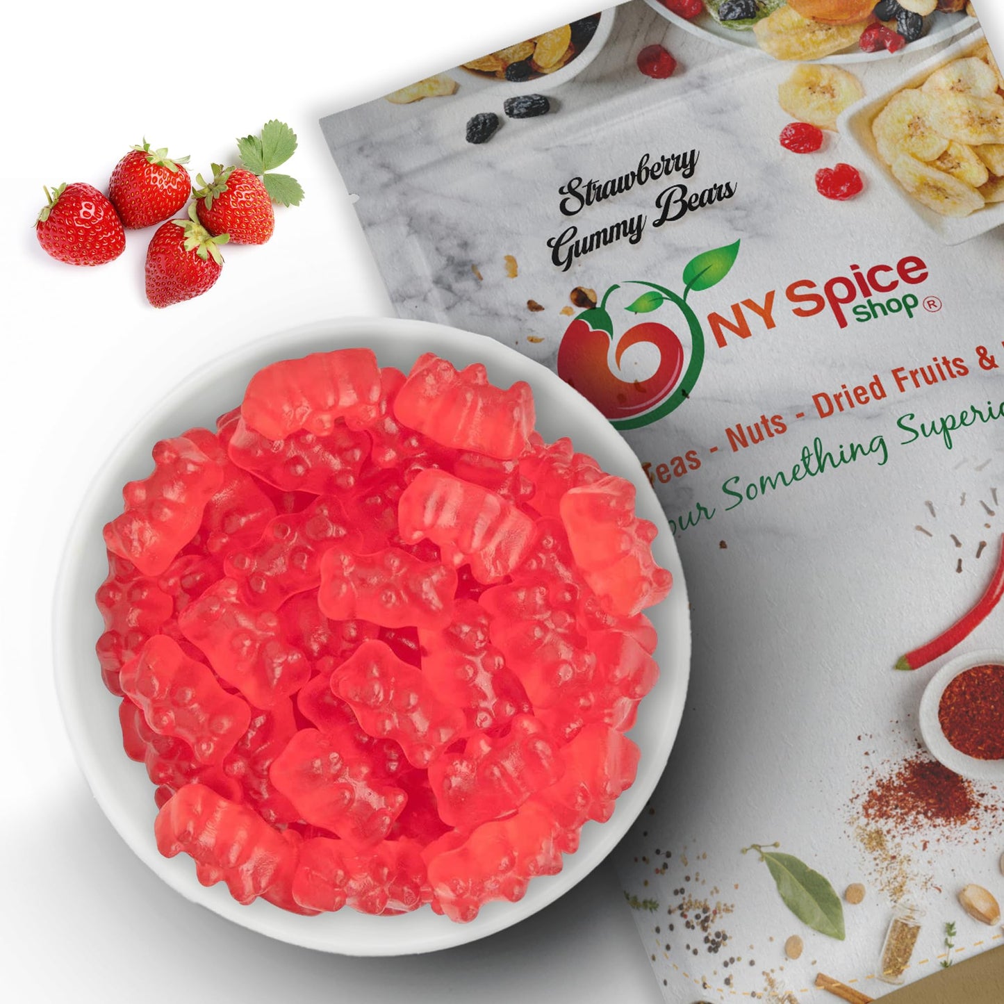 Ny Spice Shop Strawberry Bears Candy Variety Pack For Easter Basket - 8 Ounce Gummies Bears Candy Easter Basket Stuffers - Gummy Candies Easter Egg Fillers - Old Fashioned Candy For Mini Easter Eggs