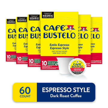 Caf Bustelo Espresso Style Dark Roast Coffee, Keurig K-Cup Pods, 10 Count Box (Pack Of 6)
