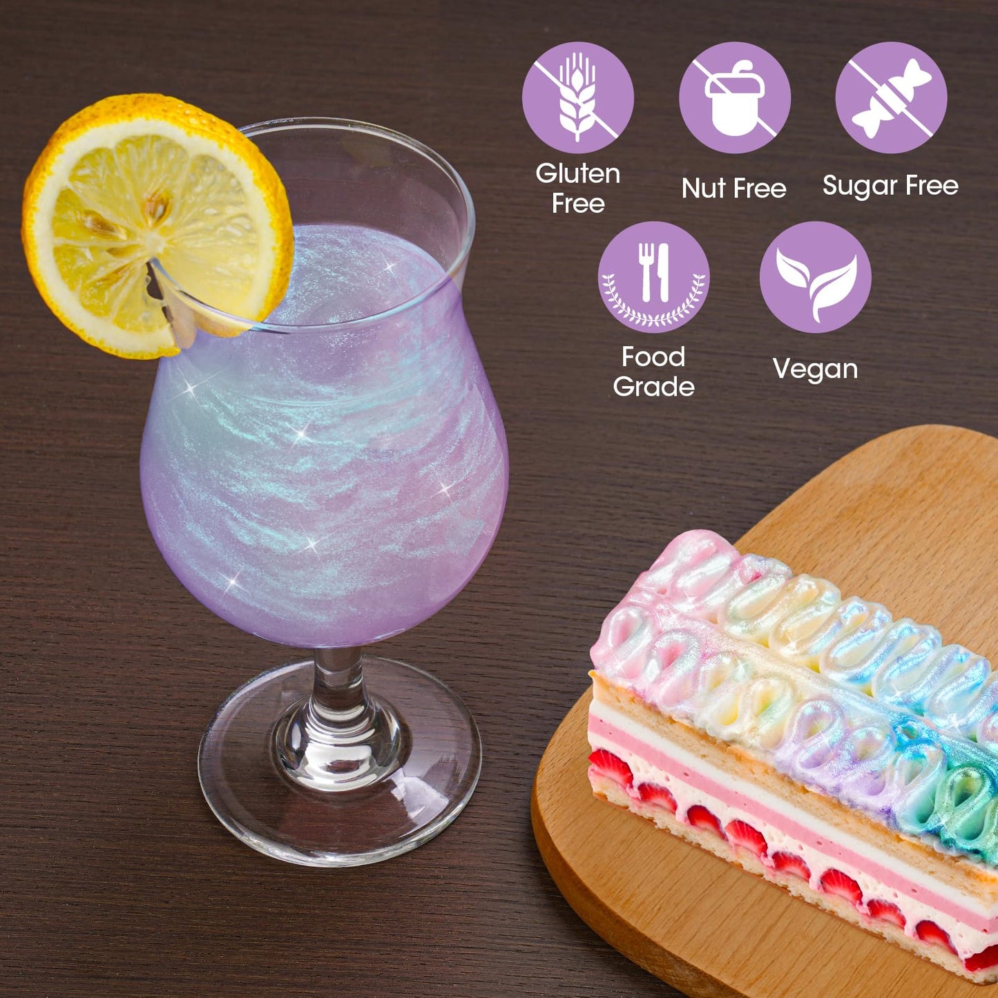 Nihome Edible Food-Grade Glitter Powder Glimmer Luster Dust Metallic Fancy Food Decorating Sprinkle Glimmery Dust For Drink Beve