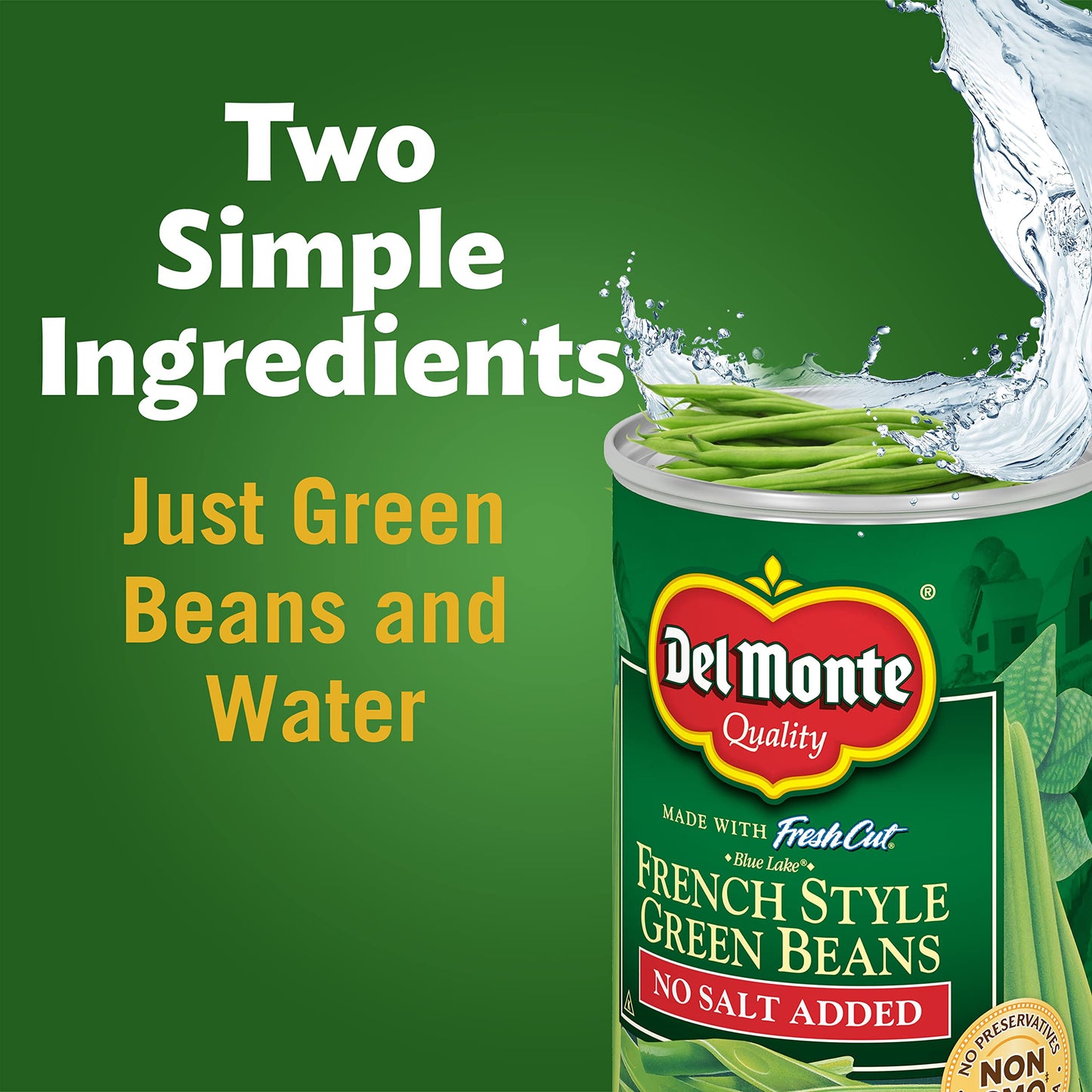 Del Monte Cut Blue Lake Green Beans With No Added Salt 14.5 Oz,(Pack of 4)