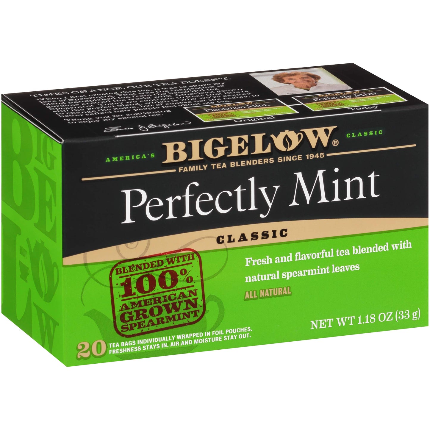 Bigelow Tea Perfectly Mint Black Tea, Caffeinated Spearmint Tea, 20 Count Box (Pack Of 6), 120 Total Tea Bags