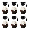 Leetaivie 24pcs Graduation Cupcake Topper - Black Glitter Graduation Cap Graduation Diploma Cupcake Topper- Class Of 2025 Gradua