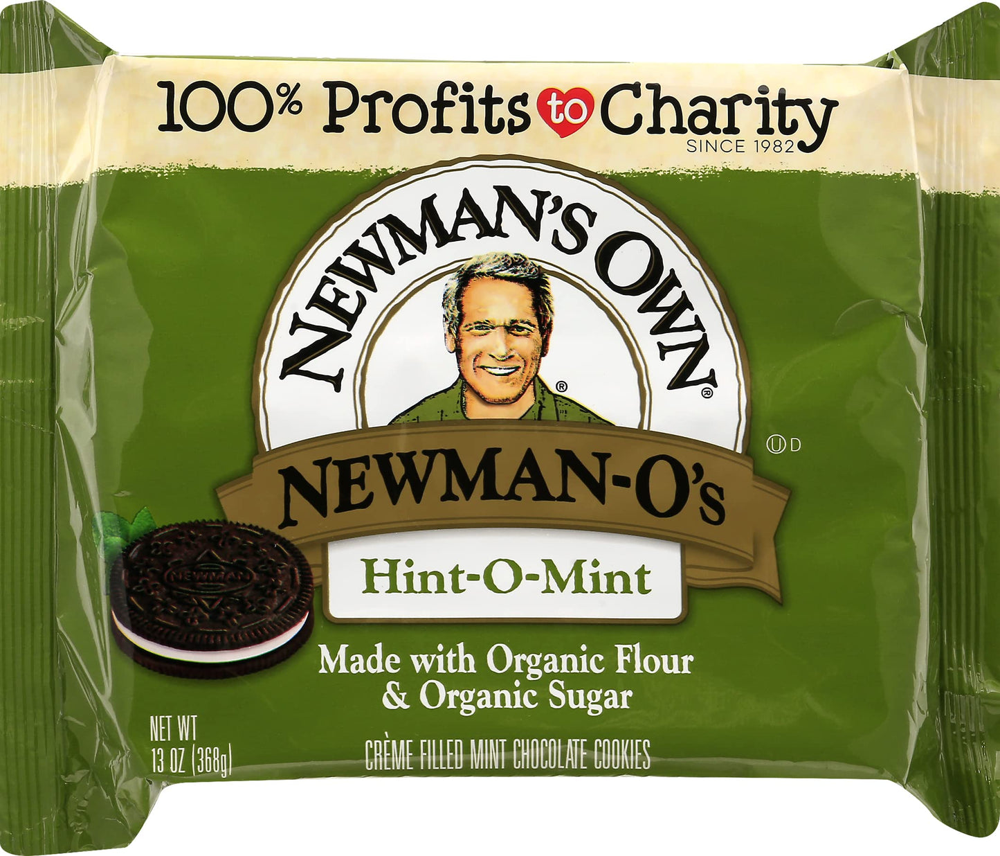 Newman'S Own Newman-O'S Sandwich Crmes, Hint-O-Mint, 13 Ounce (Pack Of 6)