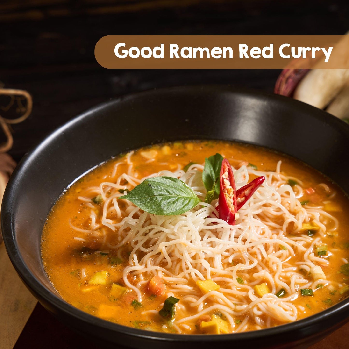 Perfect Earth Good Ramen Red Curry Noodles - Authentic Vibrant Thai Flavor, Medium Spice, Organic & Gluten-Free Instant Noodle R