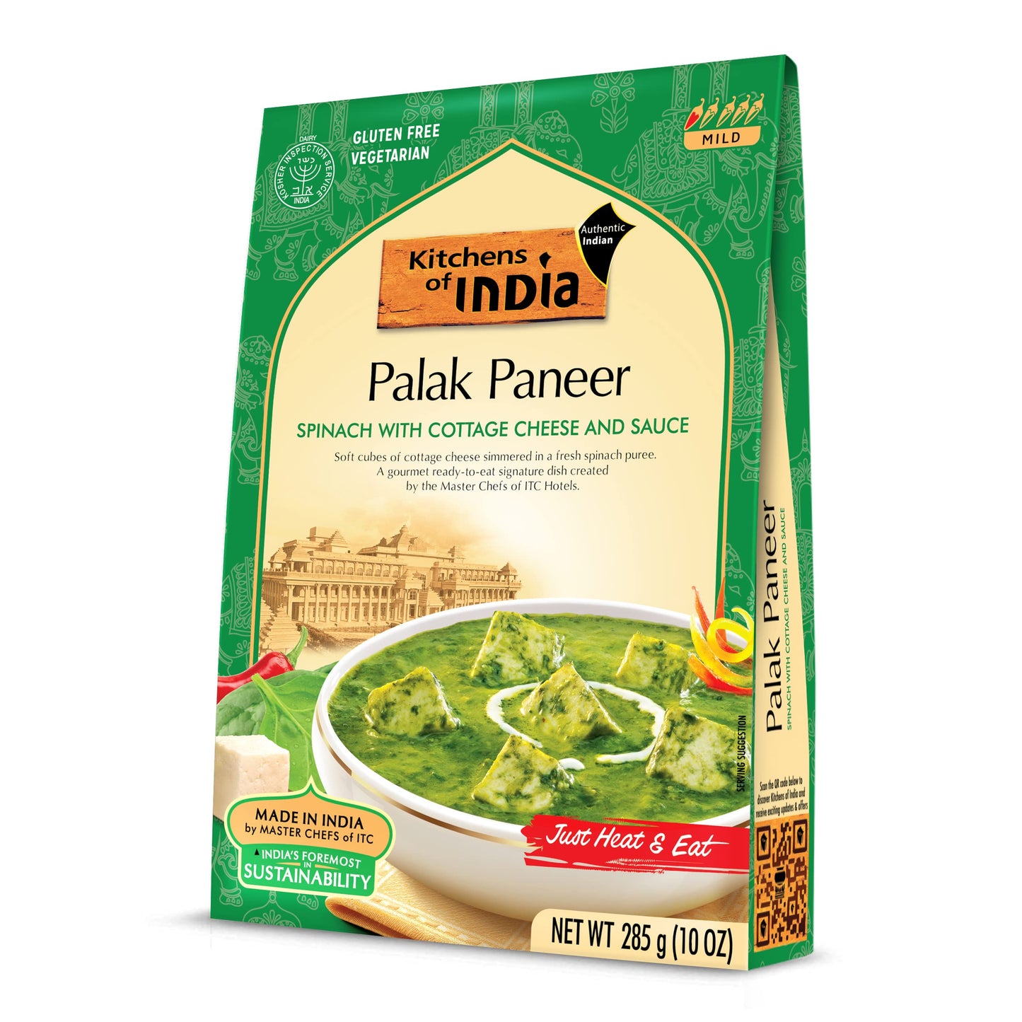 Kitchens Of India Ready To Eat Palak Paneer, Spinach & cottage cheese, 10-Ounce Boxes (Pack of 6)