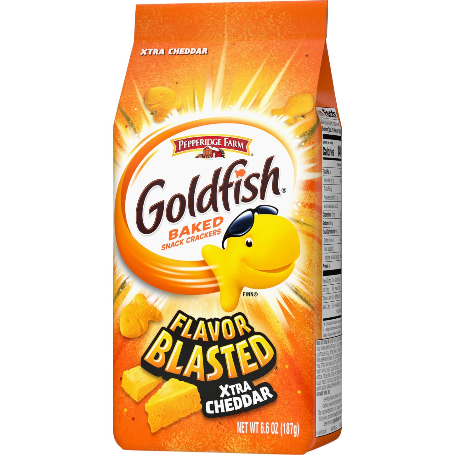 Goldfish Flavor Blasted Xtra Cheddar Cheese Crackers, 6.6 Oz Bag (Pack of 6)